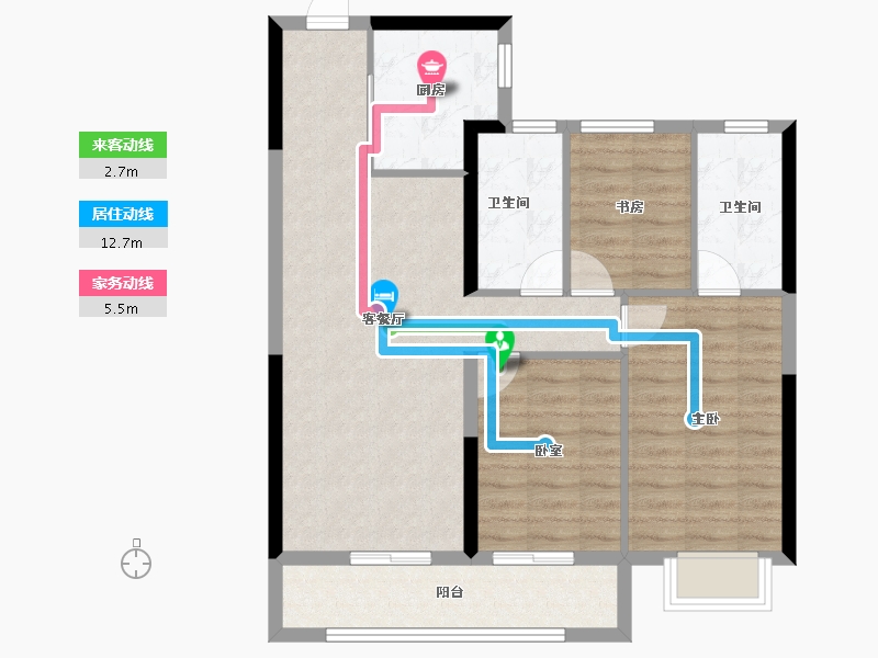 浙江省-杭州市-沁瑄云上府(共有产权)-83.22-户型库-动静线