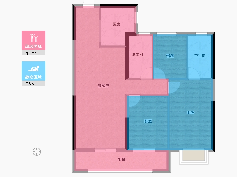 浙江省-杭州市-沁瑄云上府(共有产权)-83.22-户型库-动静分区