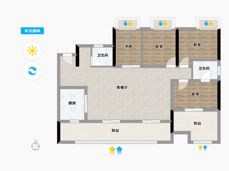 四川省-宜宾市-三江未来城-103.49-户型库-采光通风