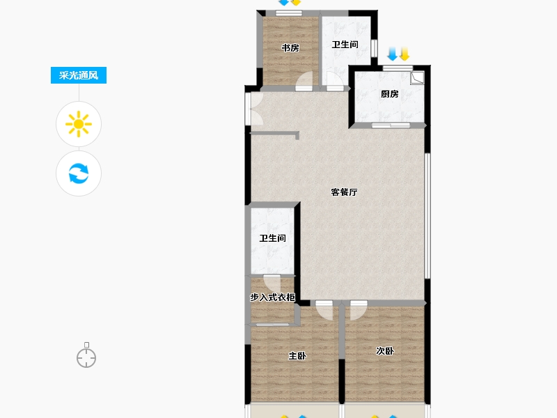 内蒙古自治区-乌海市-山河国际-110.40-户型库-采光通风