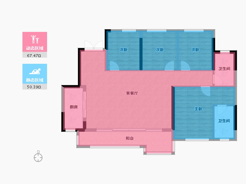 四川省-成都市-中国电建国宾华曦府-107.05-户型库-动静分区