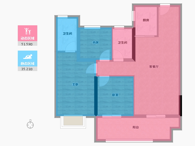 湖北省-宜昌市-丰辰紫云台-77.32-户型库-动静分区