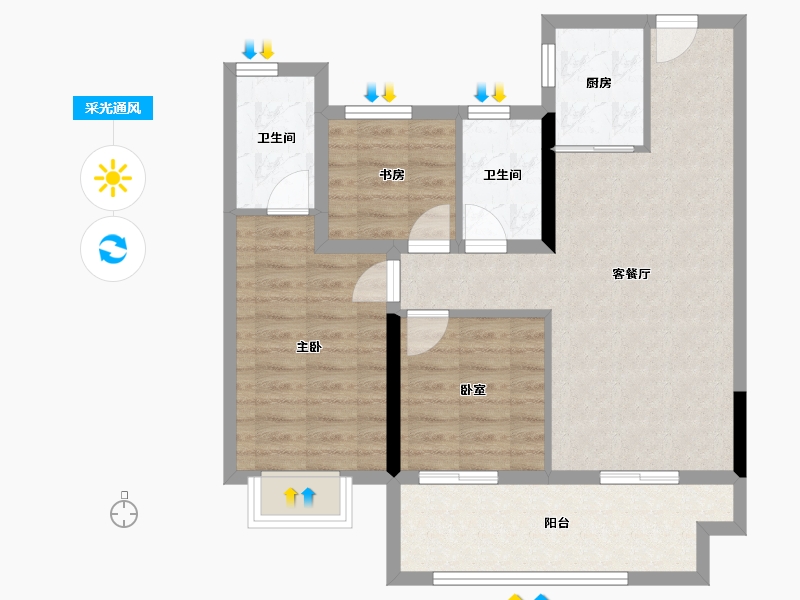 湖北省-宜昌市-丰辰紫云台-77.32-户型库-采光通风