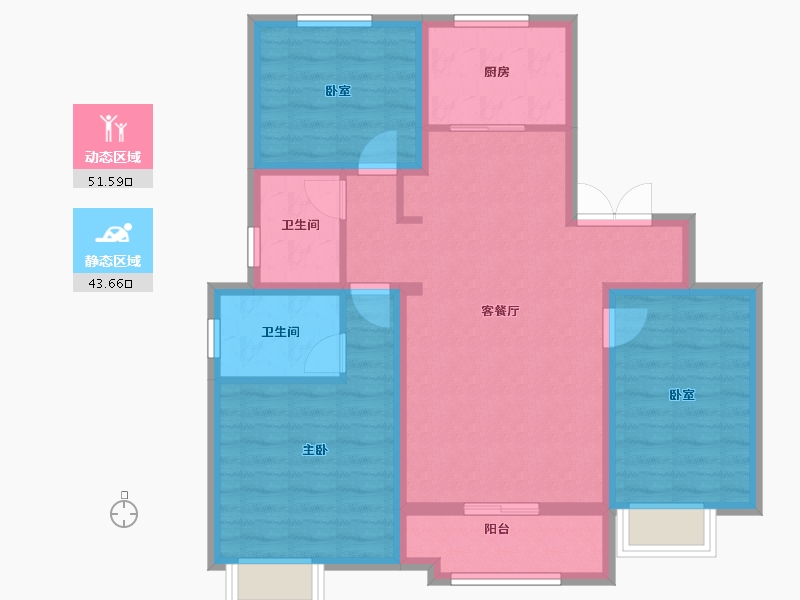 河北省-邢台市-遇建坤和苑-84.59-户型库-动静分区