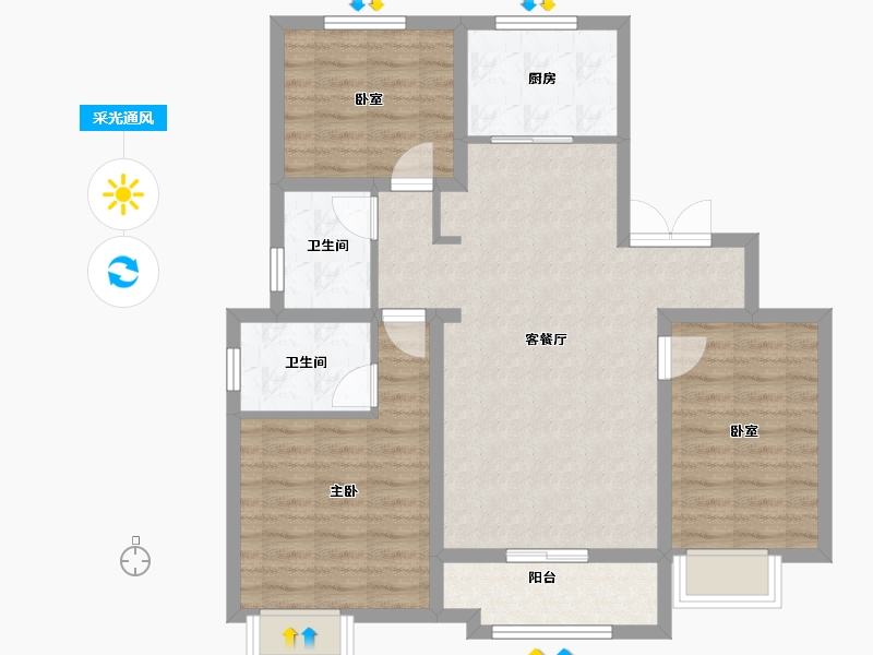 河北省-邢台市-遇建坤和苑-84.59-户型库-采光通风