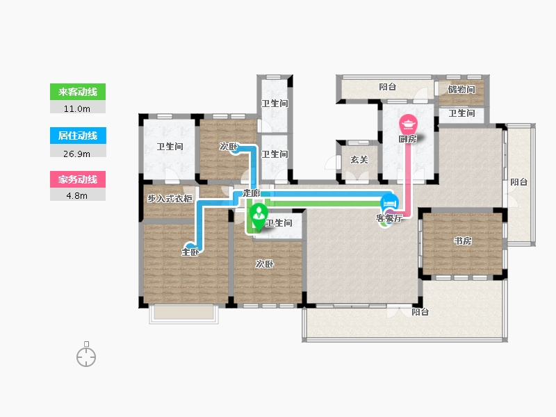 上海-上海市-大宁瑞仕花园-201.47-户型库-动静线