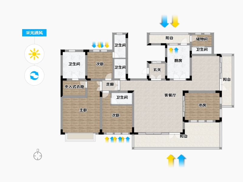 上海-上海市-大宁瑞仕花园-201.47-户型库-采光通风