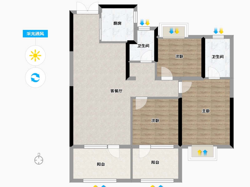 湖北省-恩施土家族苗族自治州-利川香连康健城-85.00-户型库-采光通风