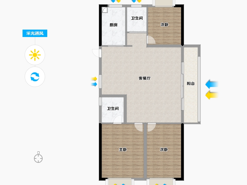 湖北省-襄阳市-碧桂园黄金时代-125.00-户型库-采光通风