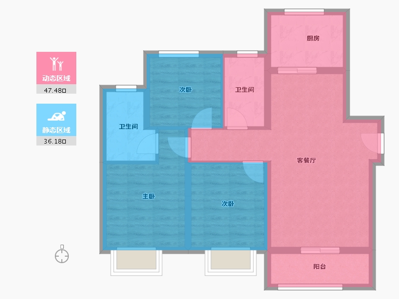 天津-天津市-万欣城梅园-82.98-户型库-动静分区