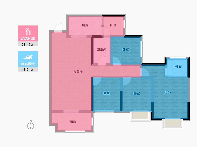 四川省-乐山市-碧桂园青江府-101.60-户型库-动静分区