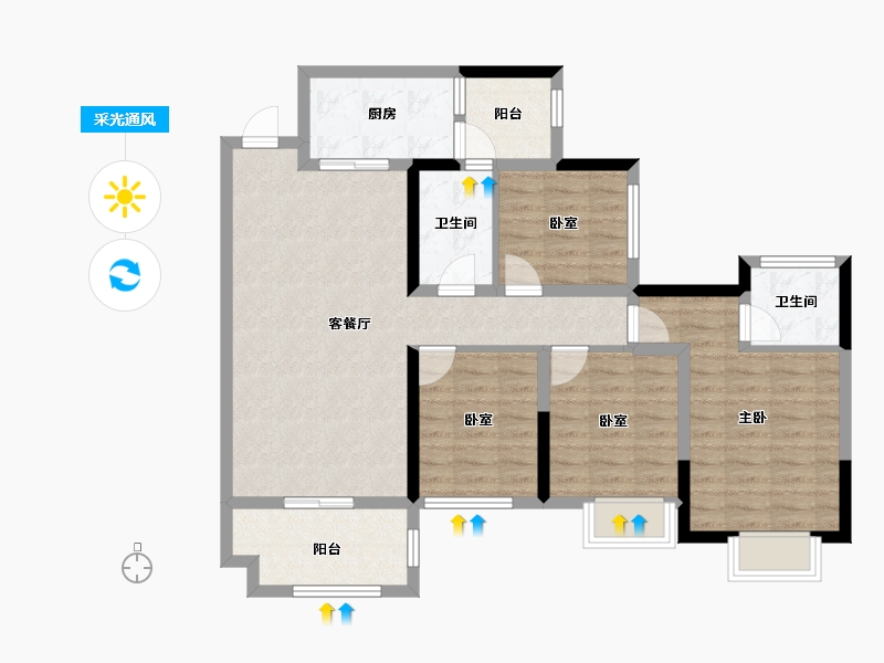 四川省-乐山市-碧桂园青江府-101.60-户型库-采光通风