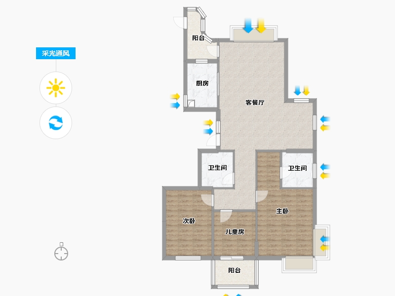 浙江省-温州市-东风家园-116.55-户型库-采光通风