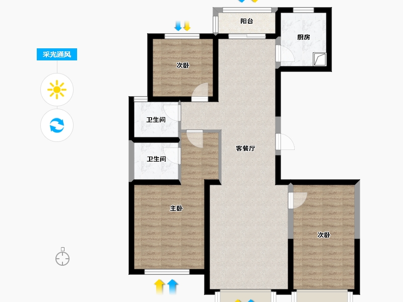 山西省-太原市-中泛·金樾府-114.33-户型库-采光通风