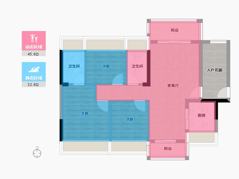 广东省-中山市-中兴智慧城懿禧府-76.95-户型库-动静分区