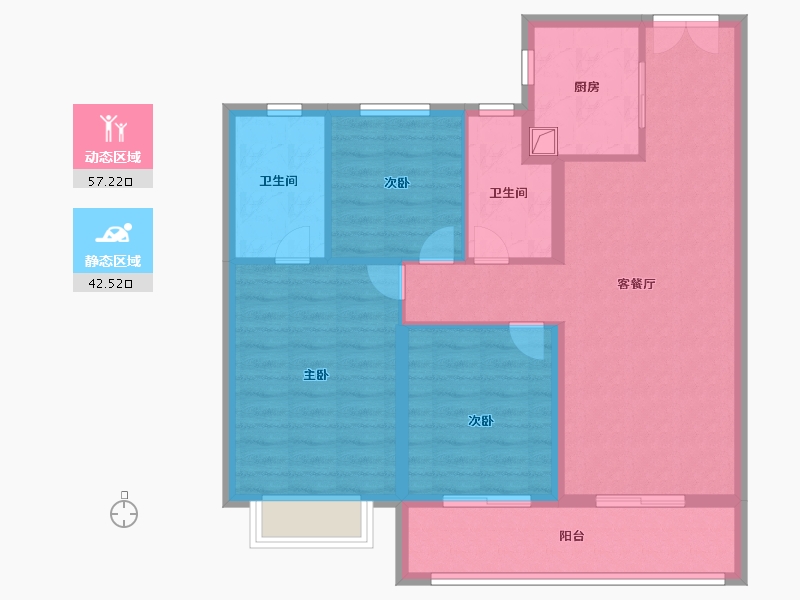 湖北省-武汉市-香港置地·金地·峯璟-89.60-户型库-动静分区