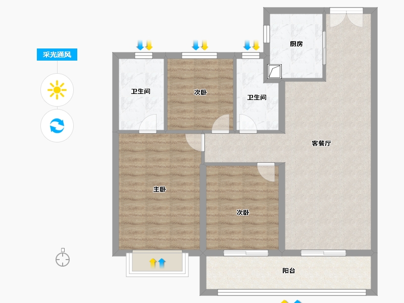 湖北省-武汉市-香港置地·金地·峯璟-89.60-户型库-采光通风