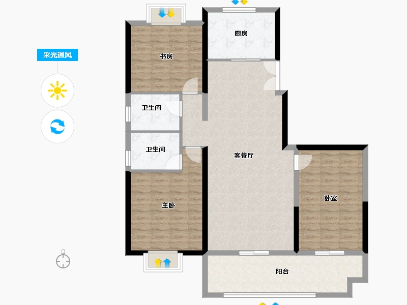 河南省-安阳市-美好生活家园二期-120.00-户型库-采光通风