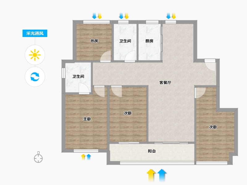 浙江省-宁波市-绿城·旭阳郡-101.58-户型库-采光通风