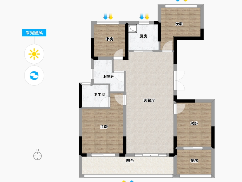 浙江省-金华市-万境观雲-104.00-户型库-采光通风