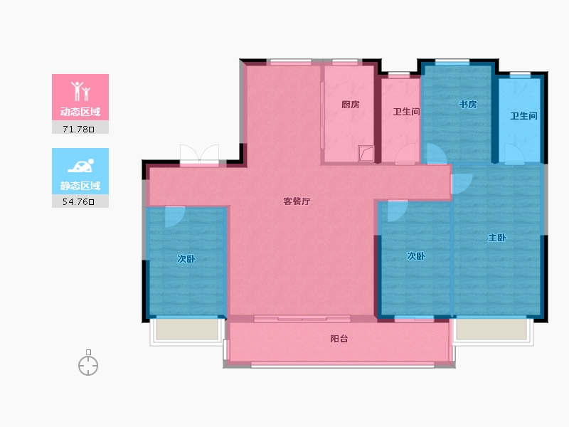 陕西省-西安市-高科·紫薇时光云境-114.40-户型库-动静分区