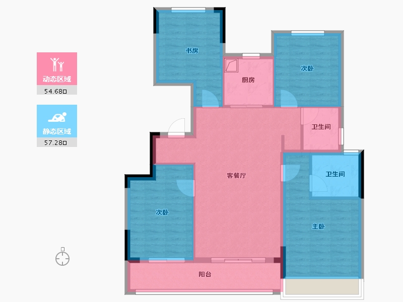 浙江省-杭州市-赞成学棠曼庐-100.64-户型库-动静分区