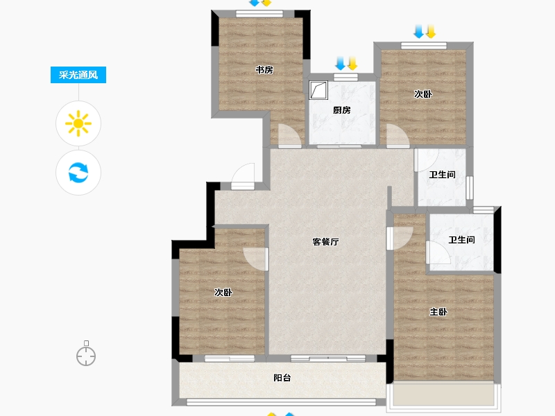 浙江省-杭州市-赞成学棠曼庐-100.64-户型库-采光通风