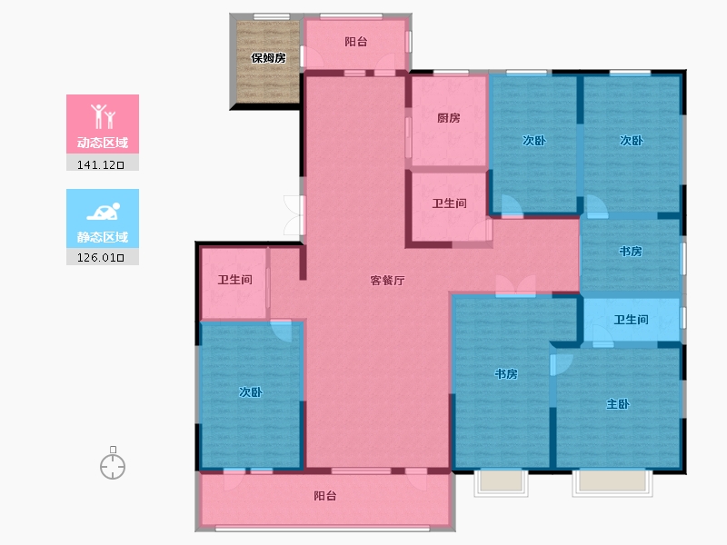 新疆维吾尔自治区-昌吉回族自治州-晨光绿景花园-265.00-户型库-动静分区