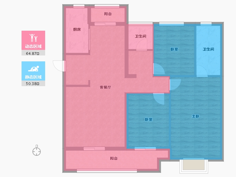 陕西省-延安市-伴山樾谷·芳菲里-103.96-户型库-动静分区