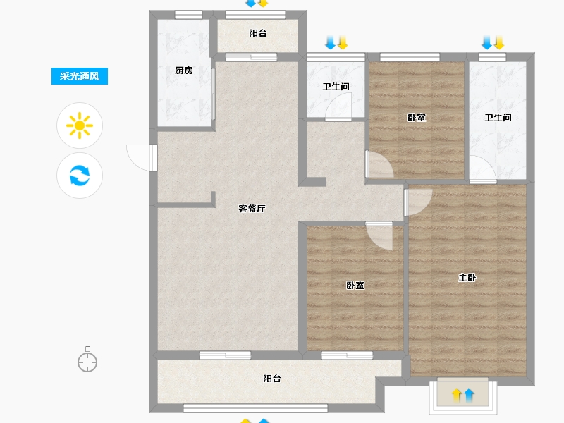 陕西省-延安市-伴山樾谷·芳菲里-103.96-户型库-采光通风