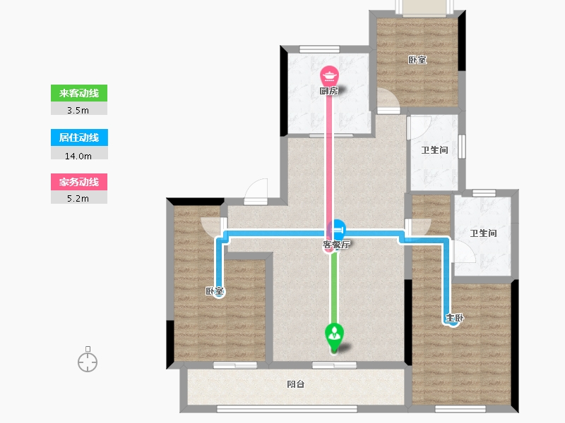 江苏省-南通市-臻如府-105.86-户型库-动静线