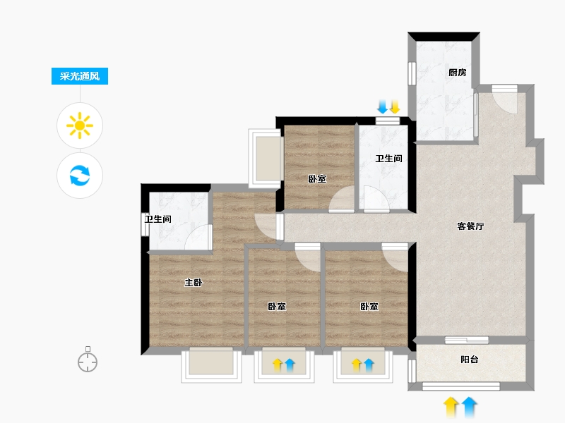 广东省-深圳市-宏发悦见和府-73.71-户型库-采光通风