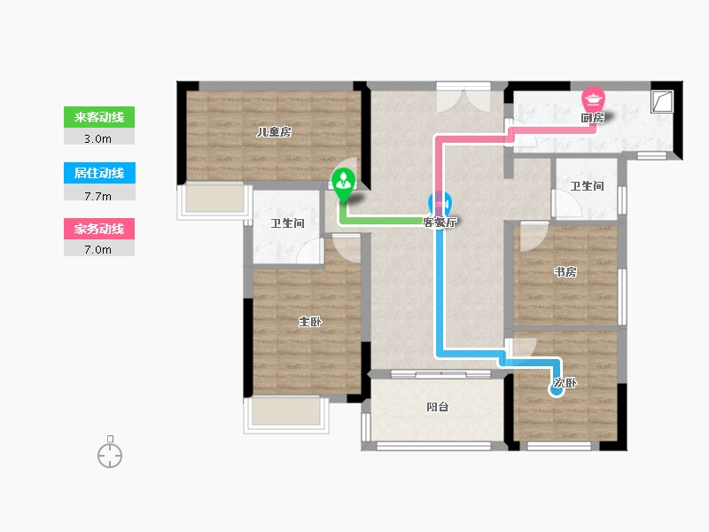 湖南省-长沙市-中铁置业诺德府-95.20-户型库-动静线