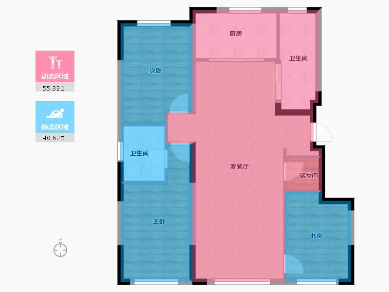 吉林省-长春市-万盛书院-86.55-户型库-动静分区