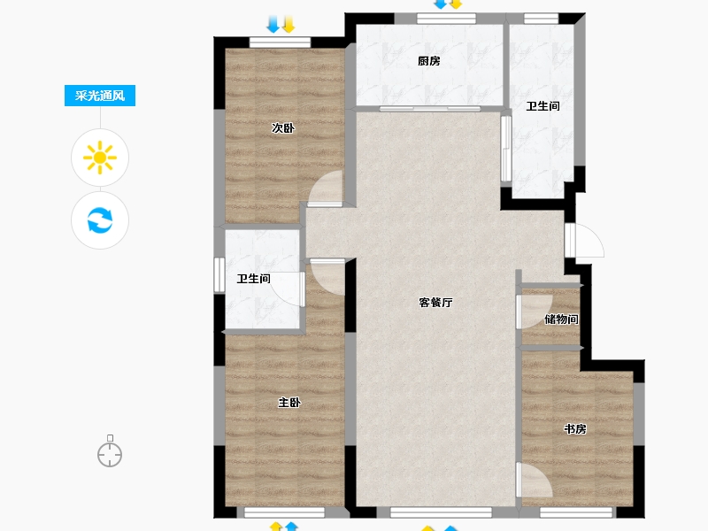 吉林省-长春市-万盛书院-86.55-户型库-采光通风