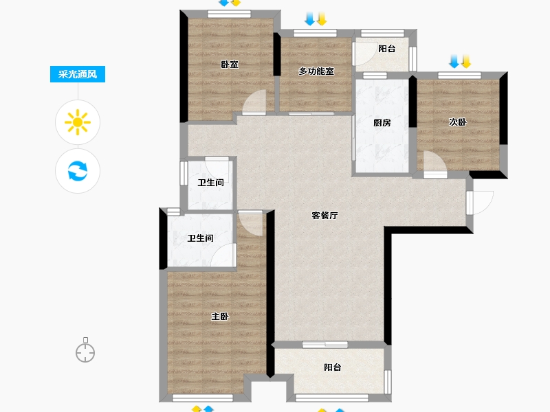 四川省-德阳市-保利国际城莱韵花园-94.55-户型库-采光通风