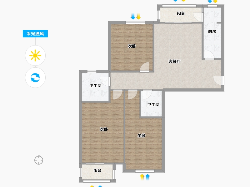 天津-天津市-河景馨园-105.20-户型库-采光通风