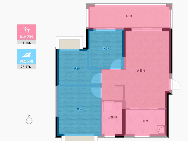 广西壮族自治区-南宁市-邕府·紫荆园-66.28-户型库-动静分区