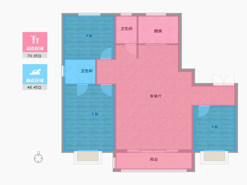 甘肃省-嘉峪关市-森林公园·壹号苑-107.20-户型库-动静分区