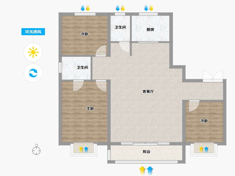 甘肃省-嘉峪关市-森林公园·壹号苑-107.20-户型库-采光通风