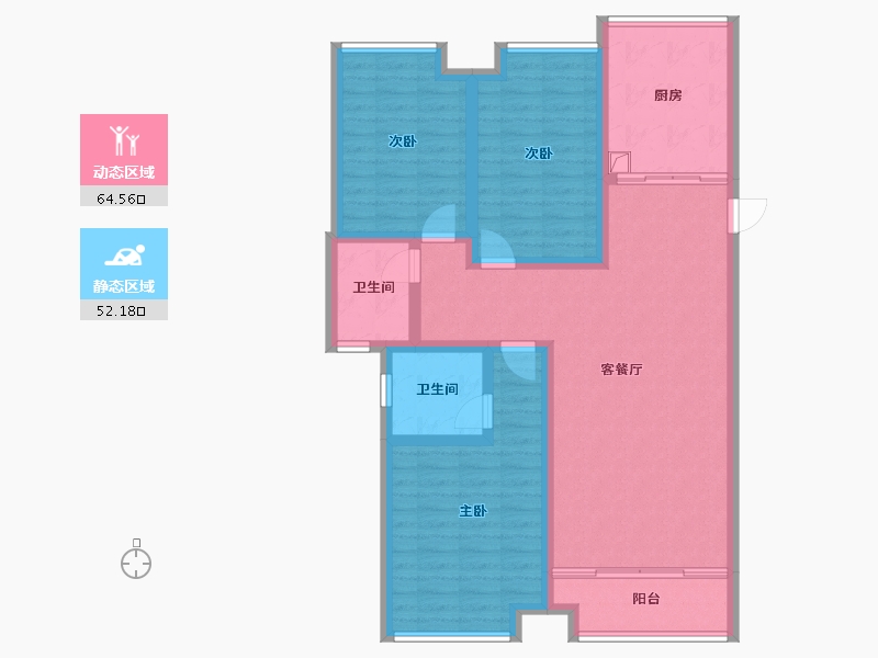 山东省-德州市-胜利凯旋花园小区-104.66-户型库-动静分区