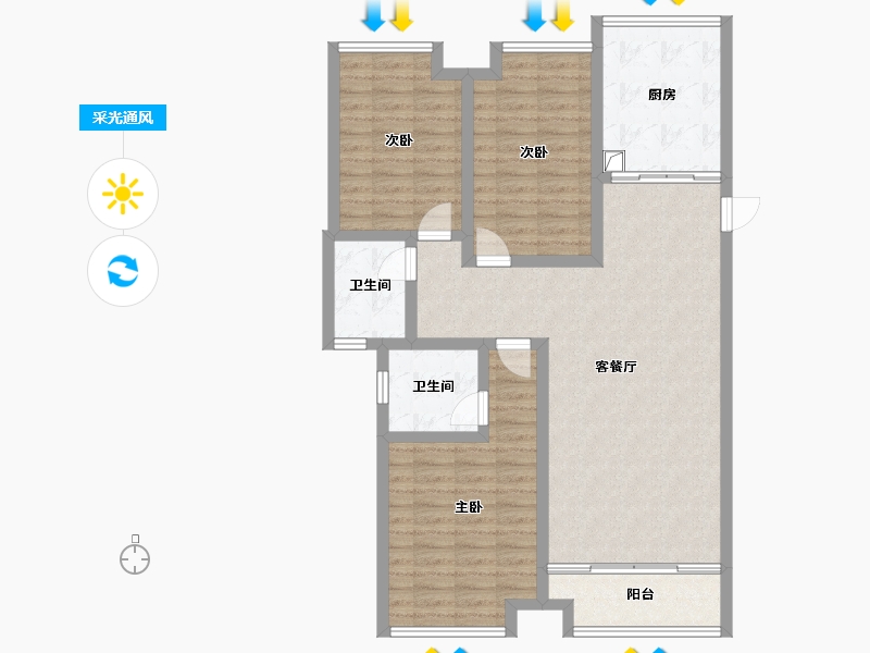 山东省-德州市-胜利凯旋花园小区-104.66-户型库-采光通风