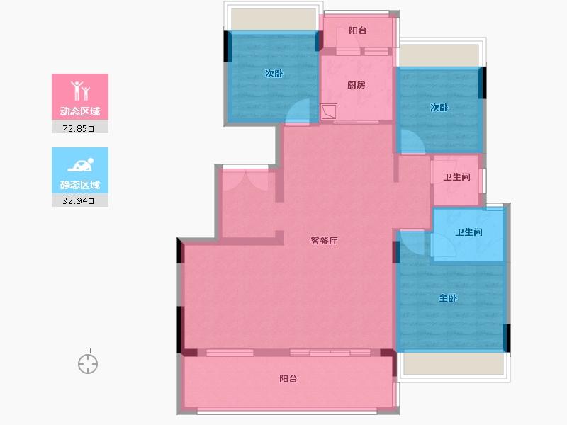 湖北省-荆门市-长宁书院-94.55-户型库-动静分区