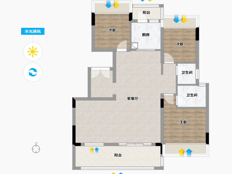 湖北省-荆门市-长宁书院-94.55-户型库-采光通风