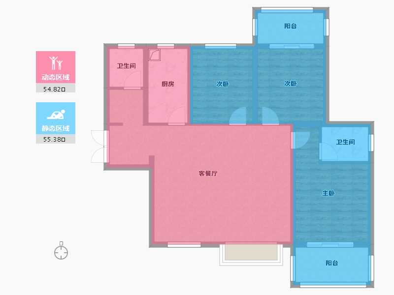 陕西省-渭南市-凯悦华庭-98.69-户型库-动静分区