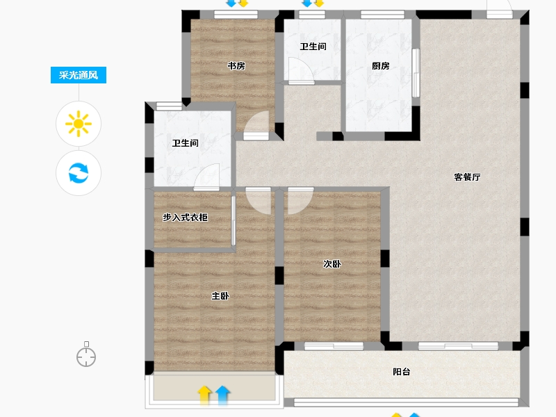 安徽省-合肥市-睿庭-104.80-户型库-采光通风