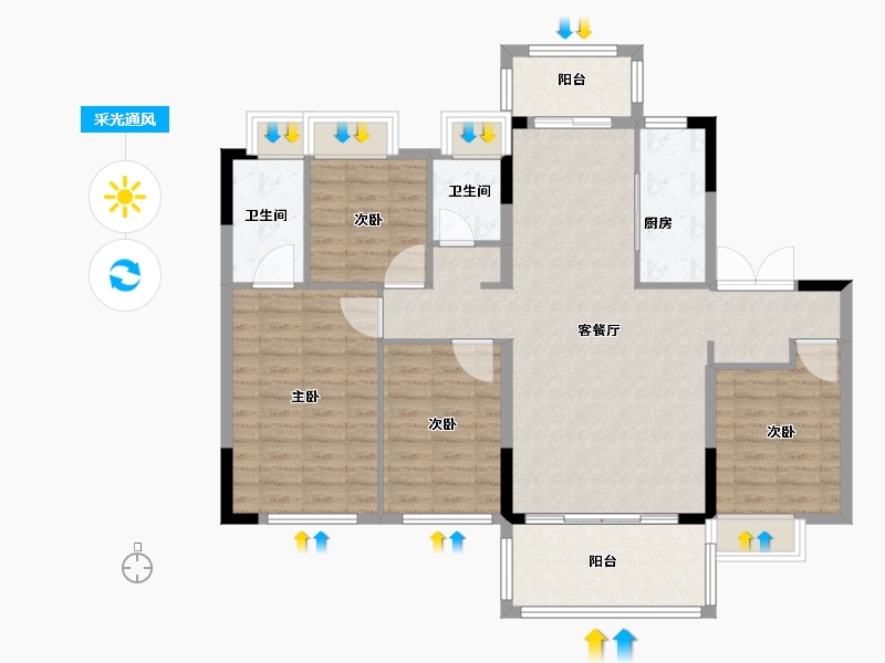 江西省-鹰潭市-江上云筑-111.20-户型库-采光通风