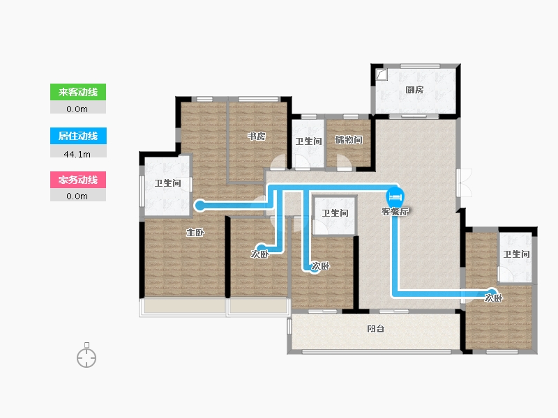 浙江省-杭州市-滨江翡翠嘉运府-203.99-户型库-动静线