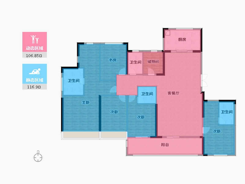 浙江省-杭州市-滨江翡翠嘉运府-203.99-户型库-动静分区