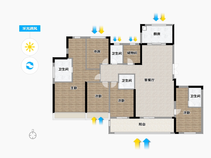 浙江省-杭州市-滨江翡翠嘉运府-203.99-户型库-采光通风